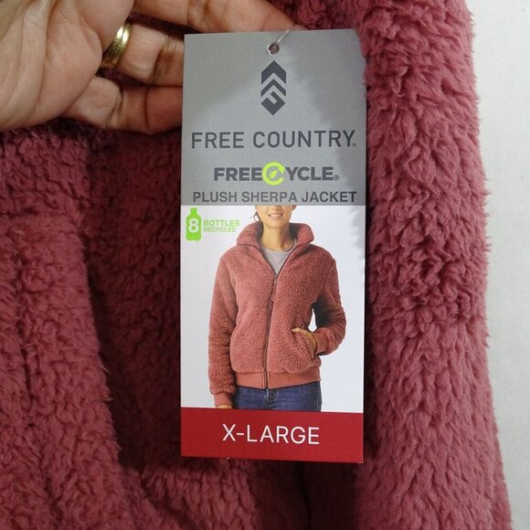 Free Country Full Zip Plush Sherpa Jacket Women Size XL Pink High Neck NEW - Picture 4 of 12